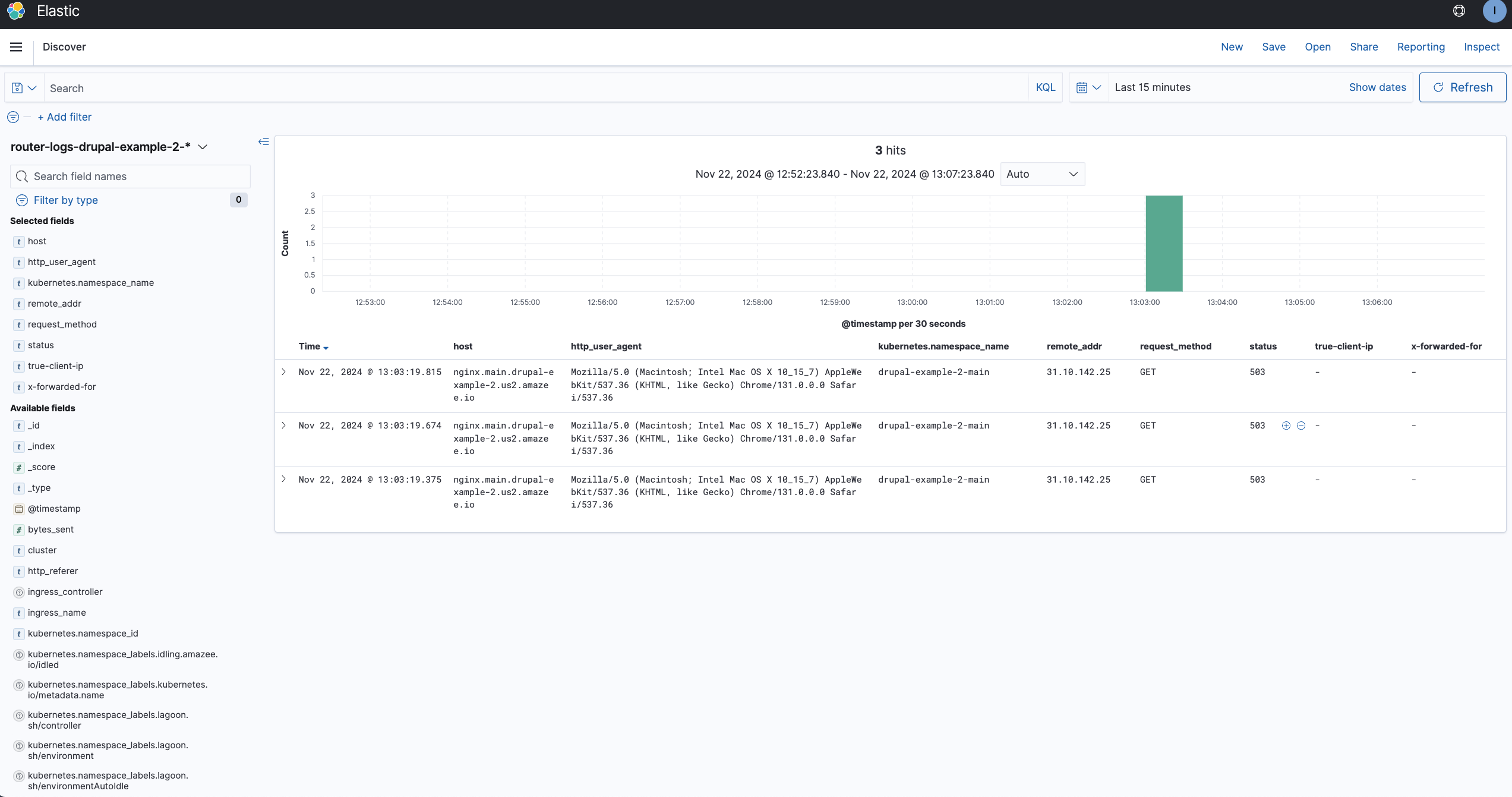 Example available fields